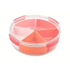 Core Kitchen Round Locking Snack Box: Recycled PET Food Storage Container, Red, 80 Volume, Hand Wash