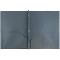 JAM 6pk POP 2 Pocket School Presentation Plastic Folders with Prong Fasteners Gray