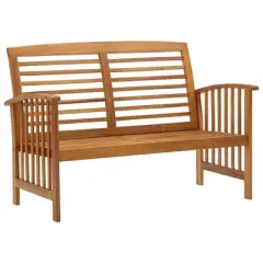 vidaXL Solid Acacia Wood Patio Bench - Outdoor Furniture with Backrest and Armrests, Unique Wood Grain Design, Requires Assembly, Brown