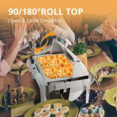 ROVSUN 9QT Roll Top Stainless Steel Chafing Dish Buffet Set with Glass Window for Party
