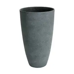 Algreen Acerra Weather Resistant Composite Tall Vase Round Planter Pot 20 x 12 x 12 Inches, Gray Stucco (2 Pack)