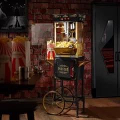 Olde Midway Movie Theater-Style Popcorn Machine Popper with Cart and 10 oz Kettle