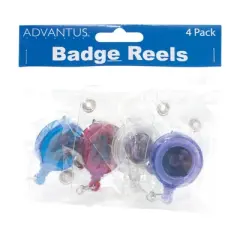 Advantus&reg; Retractable ID Card Reels with Badge Straps, Assorted, Pack of 4