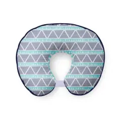 Bacati - 3 pc Liam Aztec Aqua/Navy Large Triangles Muslin Hugster Feeding & Infant Support Nursing Pillow with 2 removable zippered covers 
