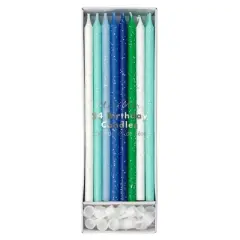 Meri Meri Blue & Green Glitter Candles (Pack of 24)