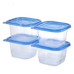 (3 pack) 4 Pack 4.4Cup Plastic Square Food Storage Container