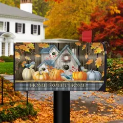 Briarwood Lane Mailbox Cover  - Standard Size - Rustic Fall Birdhouse Welcome For Fall Mailbox Cover