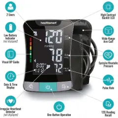 HealthSmart Digital Premium Blood Pressure Monitor with Automatic Upper Arm Cuff that Displays Blood Pressure, Pulse Rate and Irregular Heartbeat,