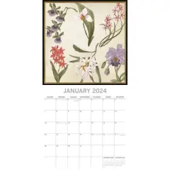 The Gifted Stationery 2024 Square Wall Calendar, Botanicals, 16-Month Arts & Antiques Theme with 180 Reminder Stickers (12x12 In)