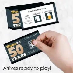 Big Dot of Happiness Cheers and Beers to 50 Years - 50th Birthday Party Game Scratch Off Cards - 22 Count