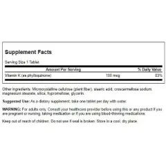 Swanson Vitamin K1 100 mcg 100 Tabs