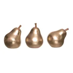 Transpac Gold Pear Figurine Set of 3 Christmas Home Decorations Resin Decorative Objects for Holiday Decor