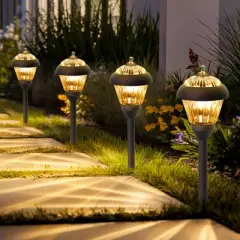 Gigalumi 2-Pack Bronze Metal Solar Pathway Lights, Waterproof Outdoor Garden Lights with Warm White LED Bulbs