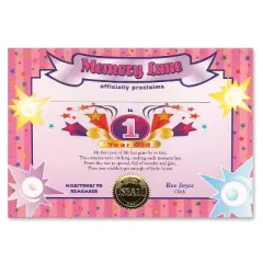 Beistle 1 Year Old (Girl) Certificate, 5" x 7", (6/Pkg) Multicolored