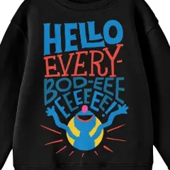 Bioworld Sesame Street Grover Hello Everybod-eee Youth Black Crew Neck Sweatshirt