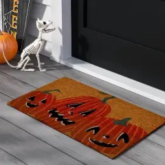 1'6"x2'6" Three Jack O Lanterns Coir Doormat Orange - Hyde and EEK! Boutique&trade;