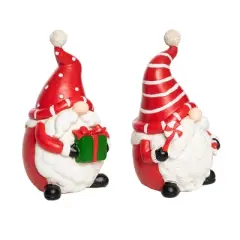 Transpac Christmas Resin Happy Holidays Gnome Figurine Set of 2 Christmas Home Decorations
