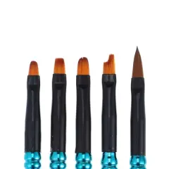 Unique Bargains Nail Art Brushes 5 Pcs Nail Design Tools Kit Nail Liner Brush Blue Gradient Pink