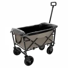 DSVIMOY Multi-use Bag Collapsible Foldable Wagon Cart, Beach Wagon Grocery Cart with Liner Bag and Cover, Olive Green, 25.98"*17.32"*37.4"