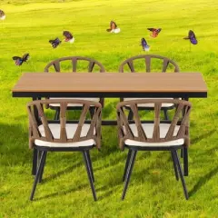 Contemporary Outdoor Set with PE Rattan Chairs and Plastic Wood Table &acirc;&acirc;&sbquo;?Weather-Resistant, Minimalist Design for Gardens, Patios, and Lawns