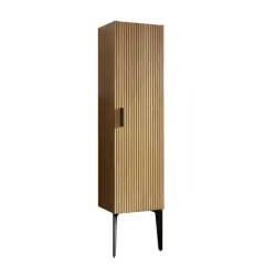 Emilia-14S Striped Matt Black Bathroom Side Cabinet, Freestanding Storage Cabinet for Modern Bathroom, KD