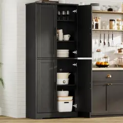 70" Tall Pantry Cabinet, Kitchen Pantry Storage Cabinets with 2 Door and 3 Adjustable Shelves, for Kitchen, Dining Room, Living Room and Bathroom