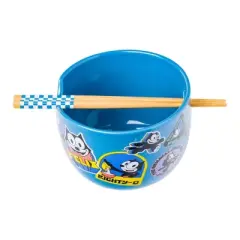 Silver Buffalo Felix the Cat the OG Felix Badges 20oz Ceramic Ramen Bowl with Chopsticks