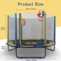 SUGIFT Kids Trampoline with Safety Enclosure Net & Basketball Hoop &ndash; Indoor Outdoor Mini Trampoline for Toddlers