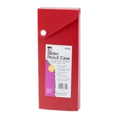 Charles Leonard Slider Pencil Case Box, Slide Out Tray, Snap Closure, Assorted Colors, Pack of 24