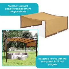 Sunnydaze 9' x 12' Polyester Retractable Pergola Canopy Shade Tan
