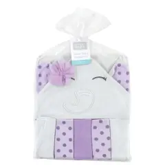 Hudson Baby Infant Girl Hooded Towel and Five Washcloths, Purple Dots Pretty Elephant, One Size