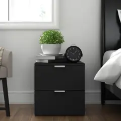 Delmar Wood 2 Drawer Nightstand Matte Black - Hillsdale Furniture