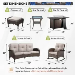 Gymojoy Sofa Swivel Chair with Propane Fire Pit Table