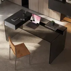 Luck Live 53.14-inch Tempered glass desk