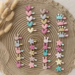 Summer Crystal - Glitter Mini Hair Clips &ndash; Assorted Colors Random Selection - 8 Pack