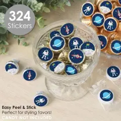 Big Dot of Happiness Blast Off to Outer Space - Rocket Ship Baby Shower or Birthday Party Small Round Candy Stickers - Party Favor Labels - 324 Count