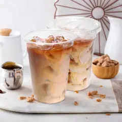 Inspire Home & Pantry Plastic Cups with Lids | BULK SAVINGS Smoothie Cup, Iced Coffee, Soda | Crystal Clear Cups