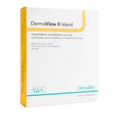 DermaView II Island Transparent Film Dressing with Pad Frame Style Delivery Rectangle 2 x 2.75" Sterile 16220, 50 Ct
