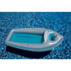 Swimline 8.75' Inflatable Classic Boat Cruiser with Cooler 1-Person Swimming Pool Float - Silver/Blue