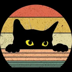 Junior's Design By Humans Cat Tee Retro Style By MeowShop T-Shirt