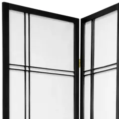 7 ft. Tall Double Cross Shoji Screen - Black (6 Panels)