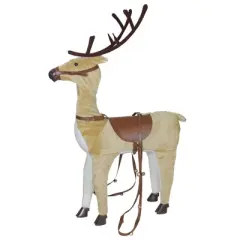 Northlight 40 Plush Standing Reindeer Christmas Decoration with Saddle and Jingle Bells
