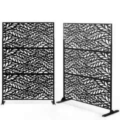 Dovelina Metal Outdoor Privacy Screen Freestanding Patio Decorative Screen (Set of 2)