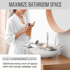 Maplefield Bathroom Foldable Sink Cover - Heat Resistant Silicone Mat & Makeup Mat - Bathroom Space Saver Sink Cover (Gray)