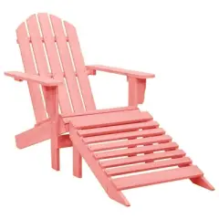 vidaXL Adirondack Chair Patio Adirondack Chair with Ottoman Solid Wood Fir - Pink