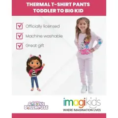 Dreamworks Gabby's Dollhouse Pandy Paws Cakey Cat MerCat Girls Thermal T-Shirt Pants Toddler to Big Kid