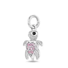 Girls' CZ Sea Turtle Sterling Silver Charm - Pink - In Season Jewelry