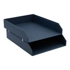 Bigso Hakan Letter Trays &ndash; 2-pack stackable organizers for A4/letter papers; stylish, sturdy, space-saving.