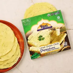 Green Chilli Pappadums (Wafer Snack) - 7oz (200g) - Rani Brand Authentic Indian Products