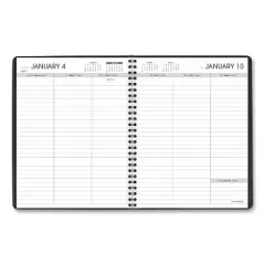 Weekly Planner Ruled for Open Scheduling, 8.75 x 6.75, Black Cover, 12-Month (Jan to Dec): 2026